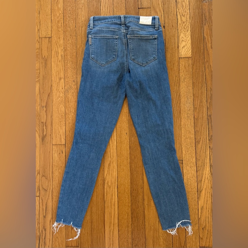 PAIGE Hoxton Ankle Jeans. Blue Mid-Rise Ripped Stretch Denim. Women’s Size 26 - Picture 3 of 12